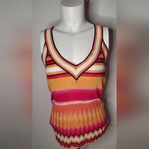 ESCADA SPORT- size M - striped colorfull knit tank top - woven- Made in Italy